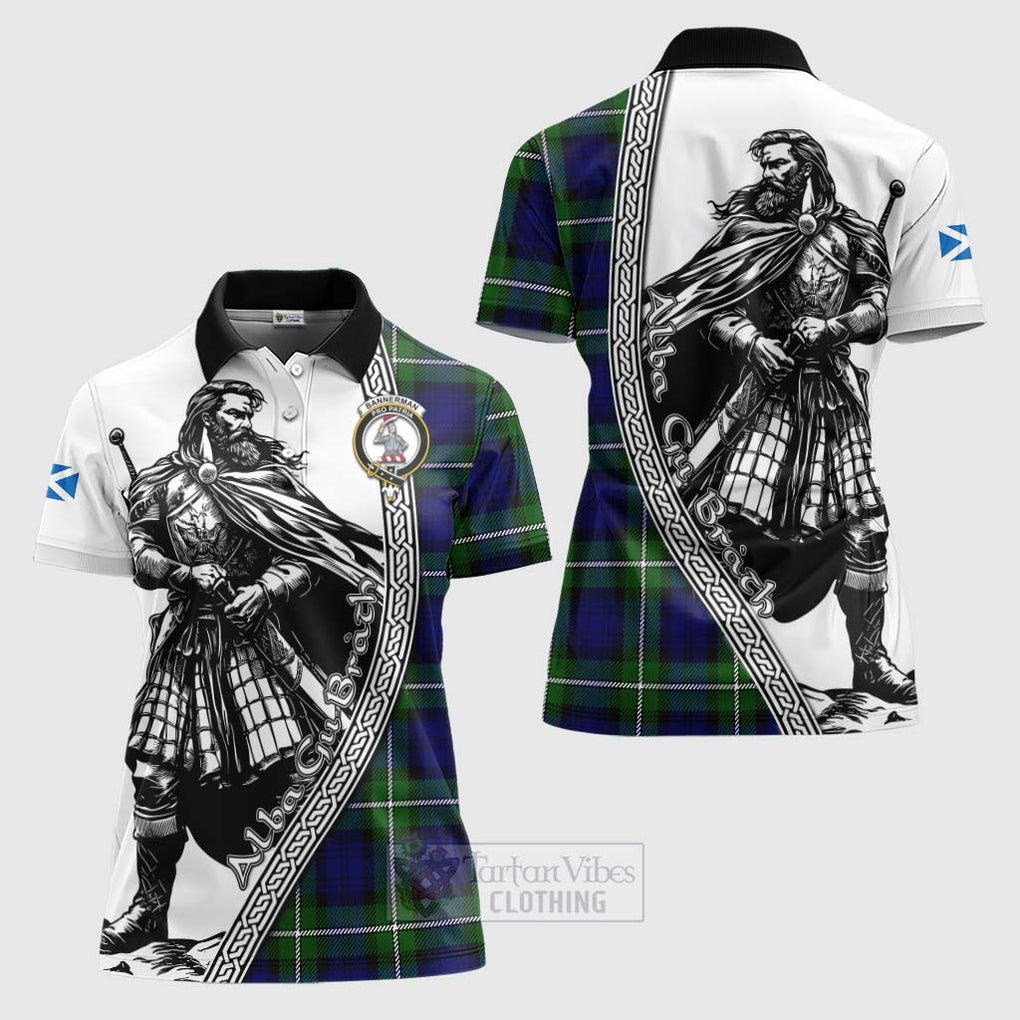 Bannerman Tartan Clan Crest Women's Polo Shirt with Highlander Warrior Celtic Style Women - Tartan Vibes Clothing