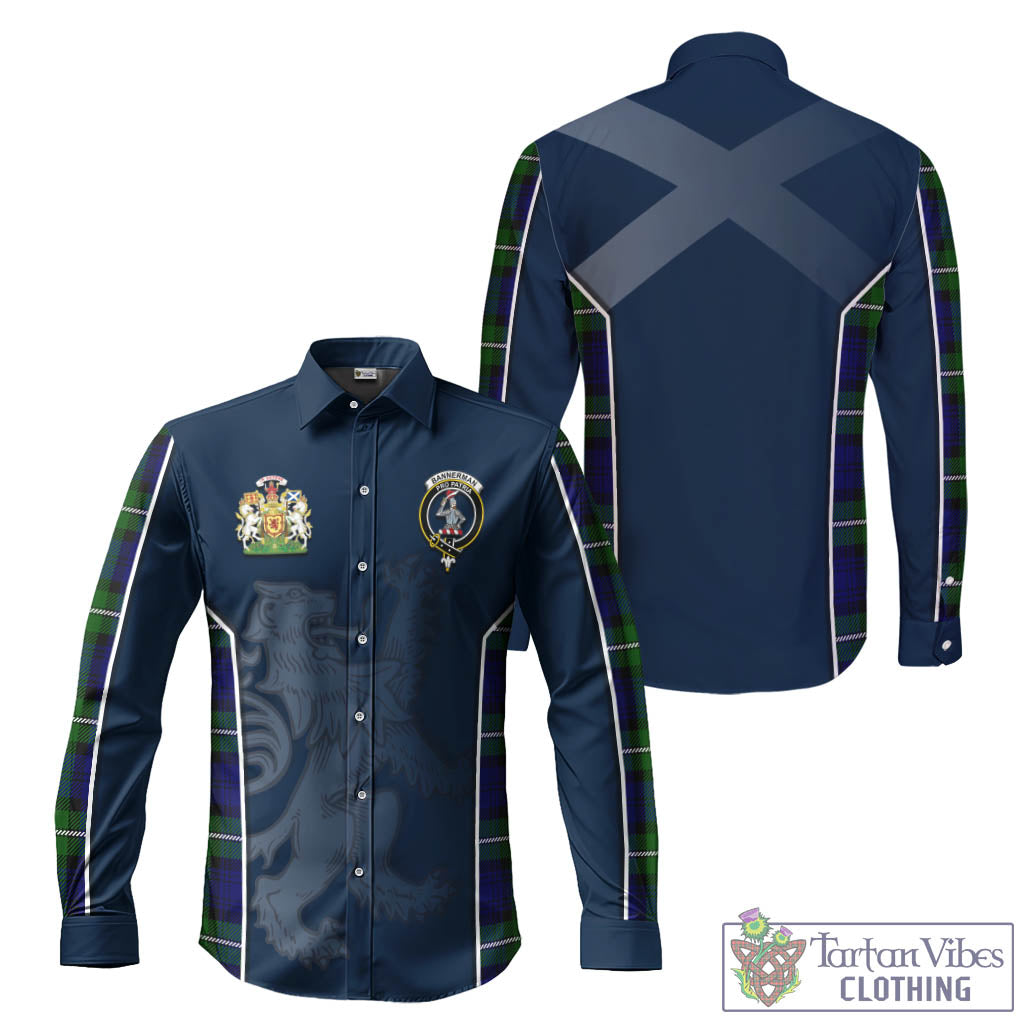 Tartan Vibes Clothing Bannerman Tartan Long Sleeve Button Up Shirt with Family Crest and Lion Rampant Vibes Sport Style