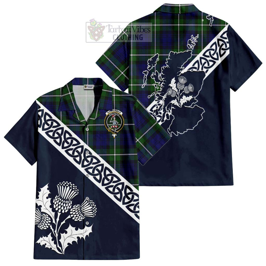 Bannerman Tartan Hawaiian Shirt Featuring Thistle and Scotland Map Kid - Tartan Vibes Clothing