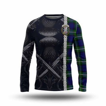 Bannerman Tartan Long Sleeve T-Shirt with Family Crest Cross Sword Thistle Celtic Vibes Unisex - Tartan Vibes Clothing