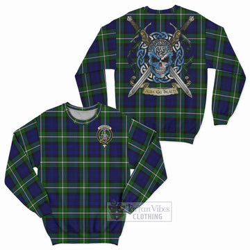 Bannerman Tartan Sweatshirt with Family Crest Celtic Skull Style Unisex - Tartan Vibes Clothing