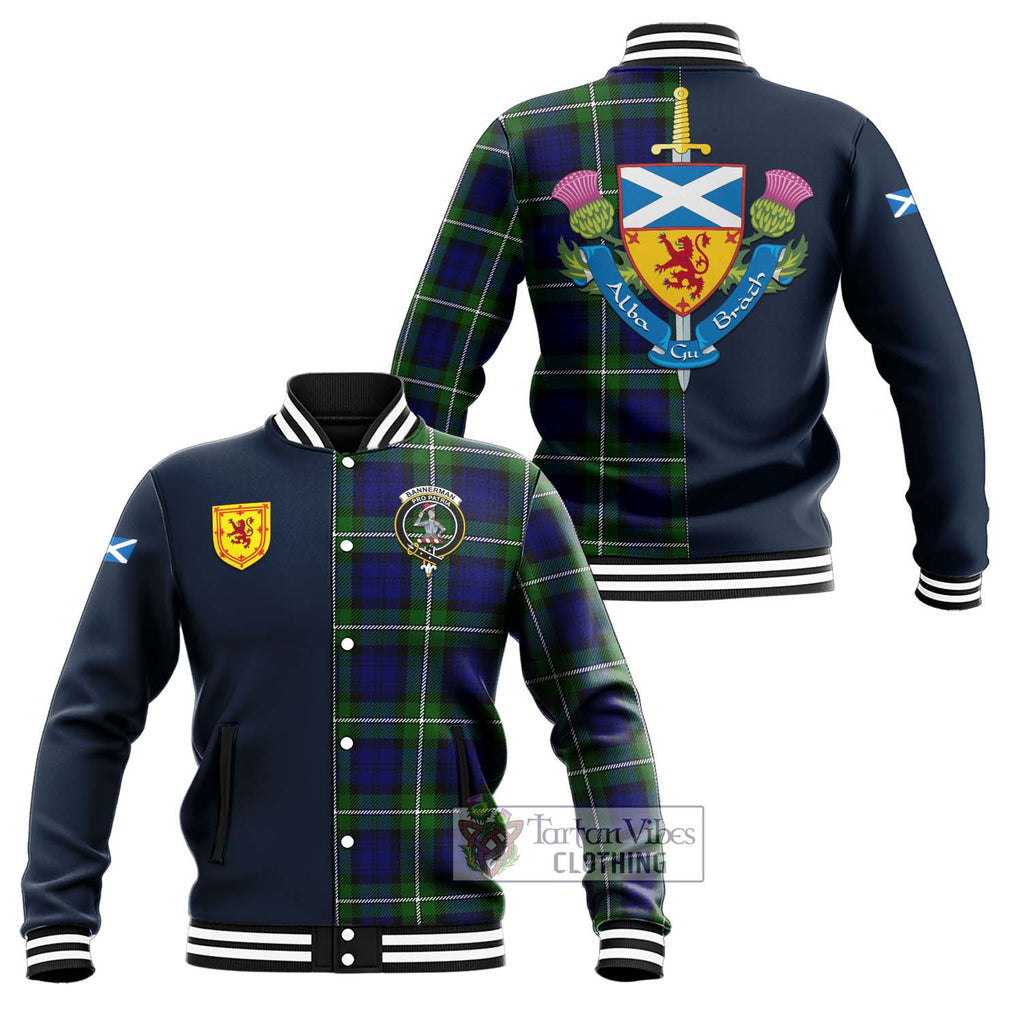 Bannerman Tartan Baseball Jacket Alba with Scottish Lion Royal Arm Half Style Unisex - Tartan Vibes Clothing