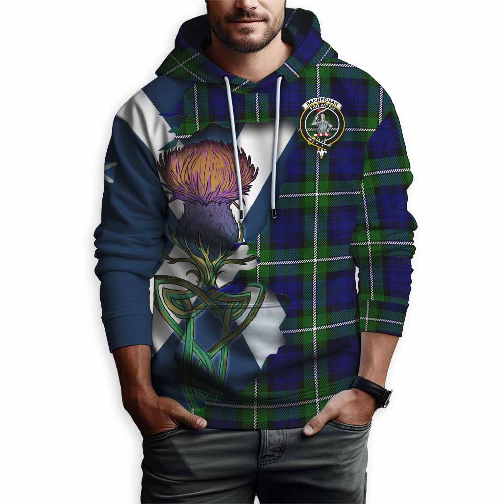Tartan Vibes Clothing Bannerman Tartan Family Crest Hoodie Scottish Thistle Celtic Inspired