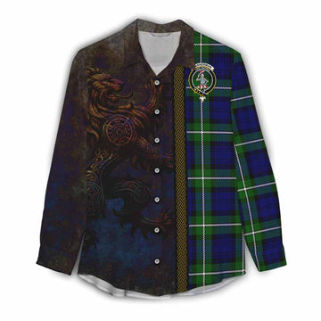 Bannerman Tartan Family Crest Women's Casual Shirt Alba Gu Brath Be Brave Lion Ancient Style Female - Tartan Vibes Clothing