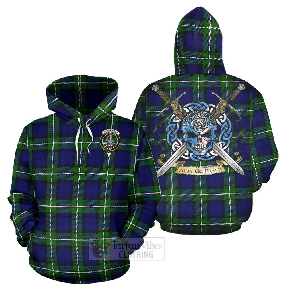 Bannerman Tartan Hoodie with Family Crest Celtic Skull Style Zip Hoodie - Tartan Vibes Clothing