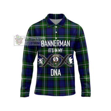 Bannerman Tartan Long Sleeve Polo Shirt with Family Crest DNA In Me Style Unisex - Tartan Vibes Clothing