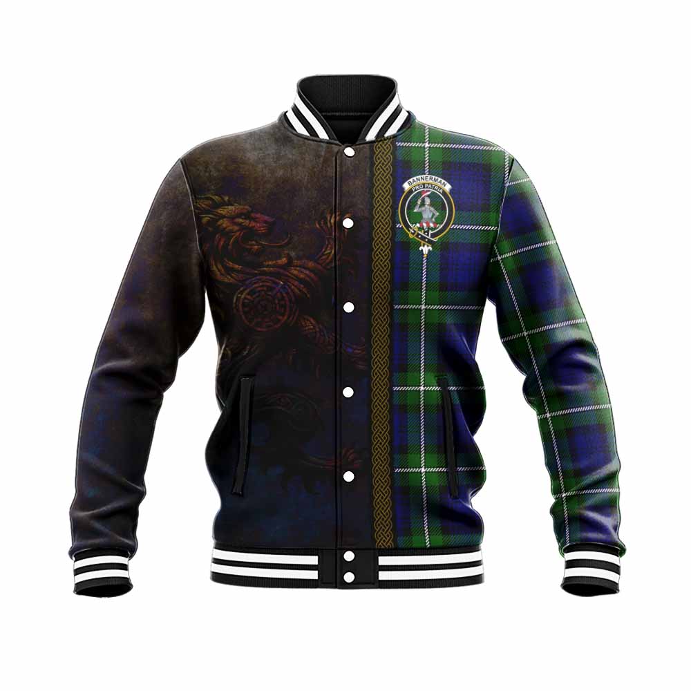 Bannerman Tartan Family Crest Baseball Jacket Alba Gu Brath Be Brave Lion Ancient Style Unisex - Tartan Vibes Clothing