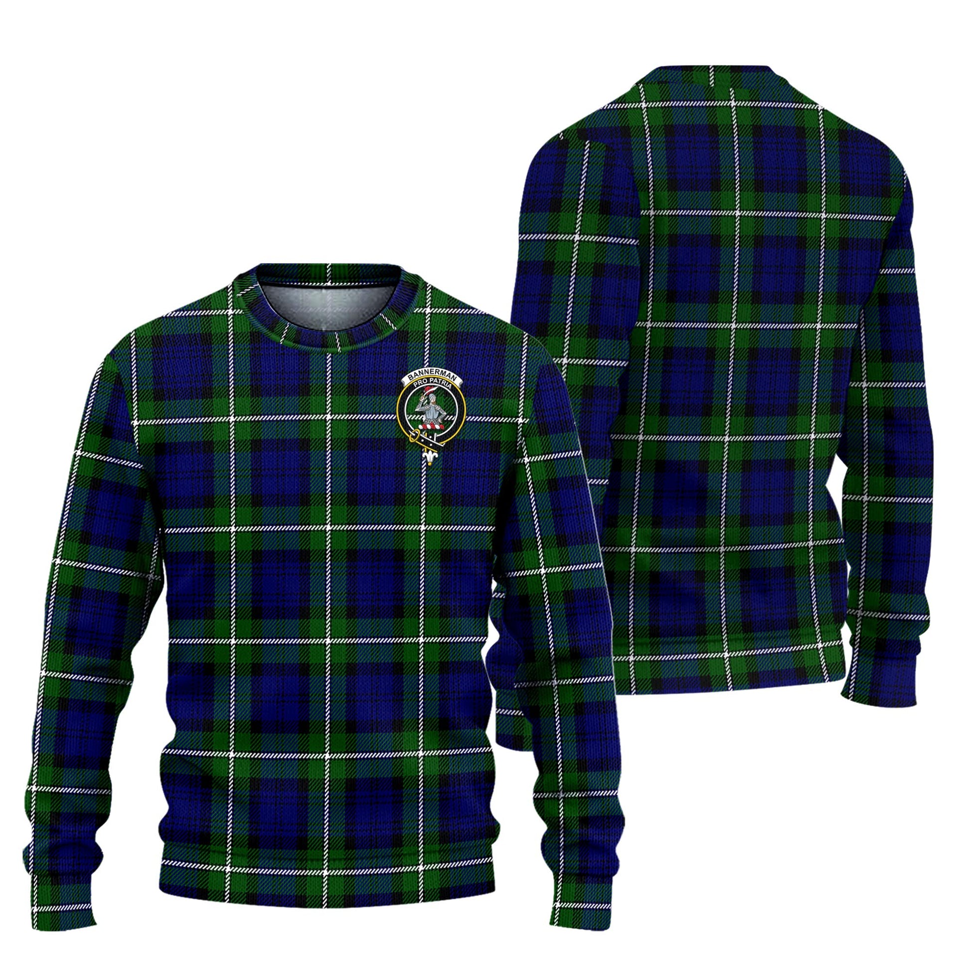 Bannerman Tartan Ugly Sweater with Family Crest Unisex - Tartan Vibes Clothing