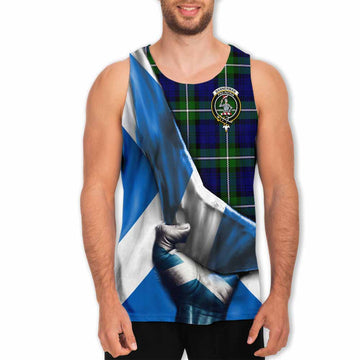 Bannerman Tartan Men's Tank Top with Family Crest Scotland Patriotic Style Men - Tartan Vibes Clothing