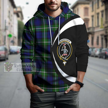 Bannerman Tartan Hoodie with Family Crest Circle Style Zip Hoodie - Tartan Vibes Clothing