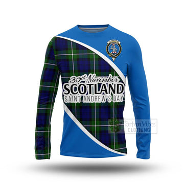 Tartan Vibes Clothing Bannerman Family Crest Tartan Long Sleeve T-Shirt Celebrate Saint Andrew's Day in Style