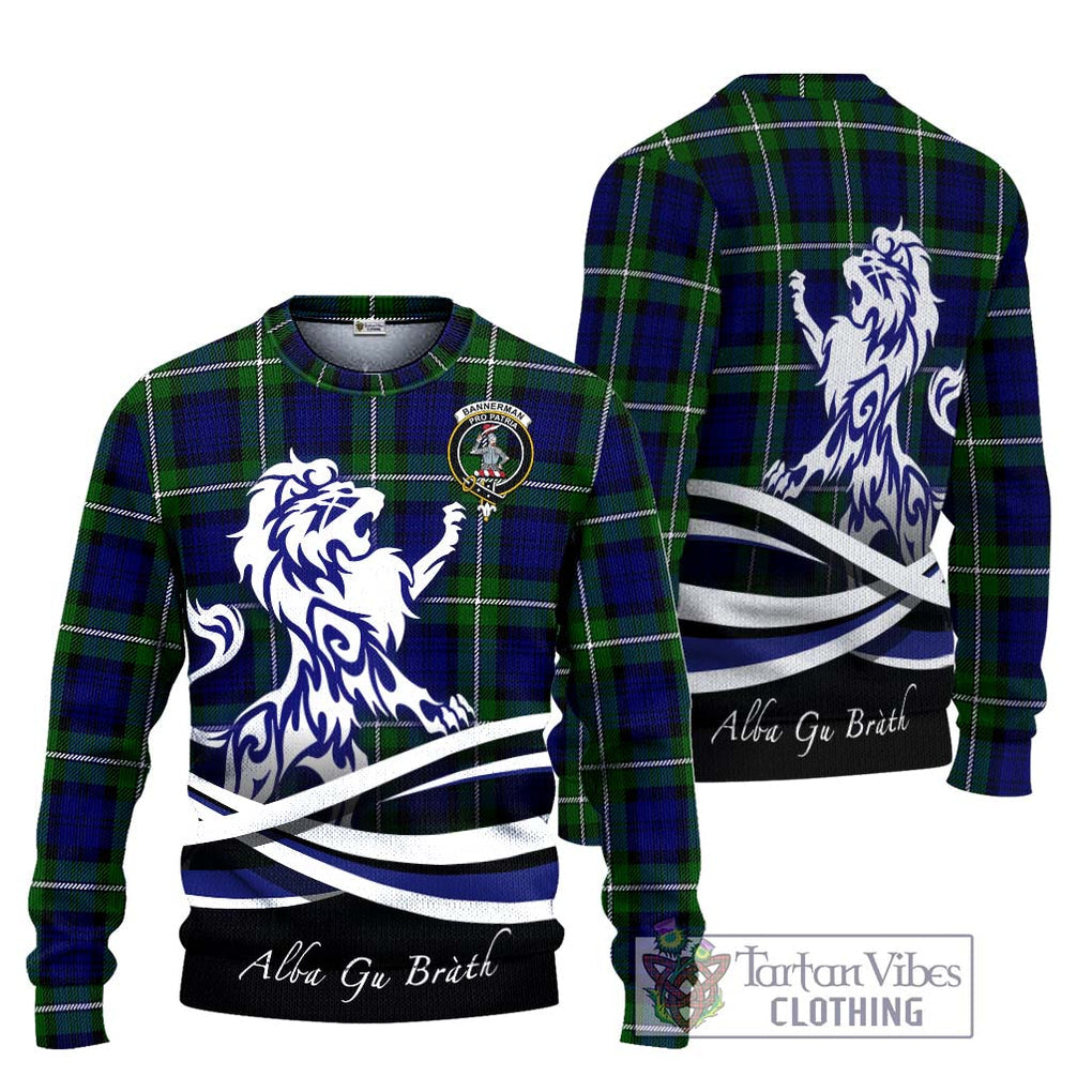 Bannerman Tartan Ugly Sweater with Alba Gu Brath Regal Lion Emblem Unisex - Tartan Vibes Clothing