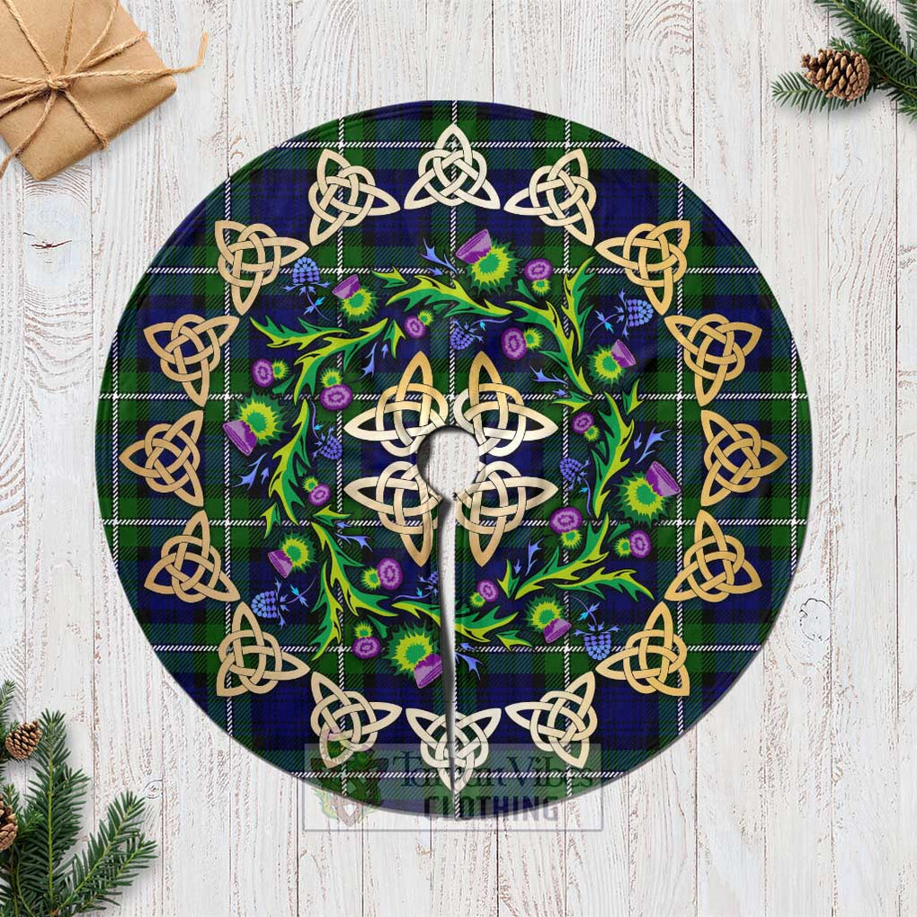 Bannerman Tartan Christmas Tree Skirt with Thistle Celtic Knot Style Casual Tree Skirts - Tartan Vibes Clothing