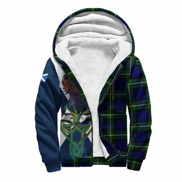 Tartan Vibes Clothing Bannerman Tartan Family Crest Sherpa Hoodie Scottish Thistle Celtic Inspired