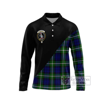 Bannerman Tartan Long Sleeve Polo Shirt with Family Crest and Military Logo Style Unisex - Tartan Vibes Clothing
