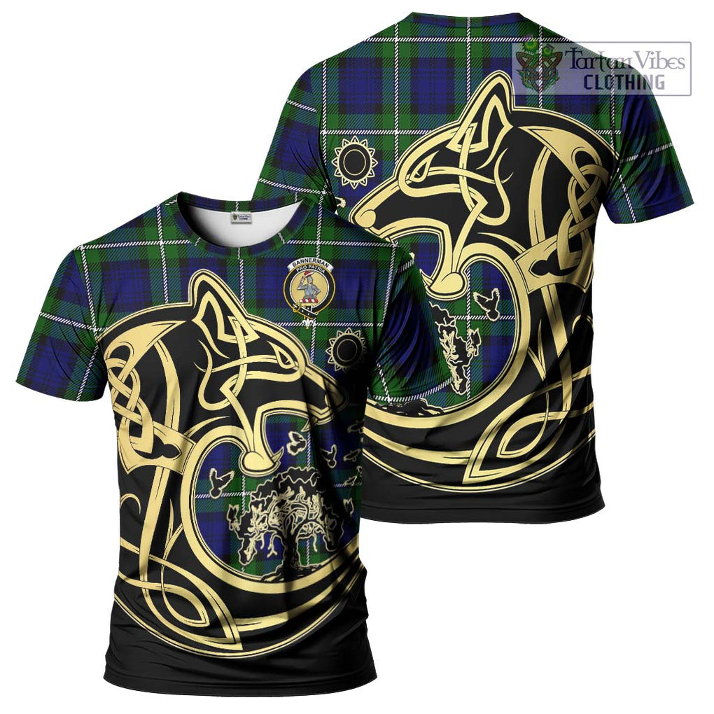 Bannerman Tartan T-Shirt with Family Crest Celtic Wolf Style Kid's Shirt - Tartan Vibes Clothing