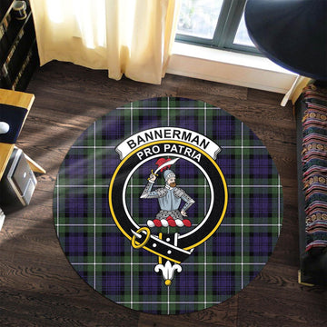 Bannerman Tartan Round Rug with Family Crest Premium Round Rug - Tartan Vibes Clothing