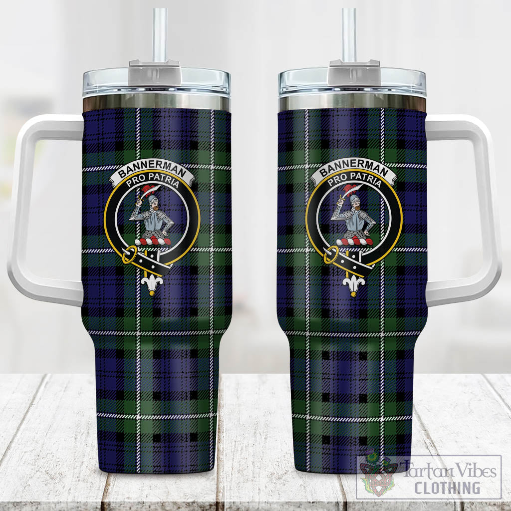 Bannerman Tartan Tumbler with Handle with Family Crest One Size 40 OZ - Tartan Vibes Clothing
