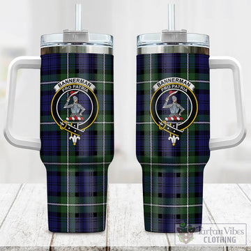 Bannerman Tartan Tumbler with Handle with Family Crest One Size 40 OZ - Tartan Vibes Clothing