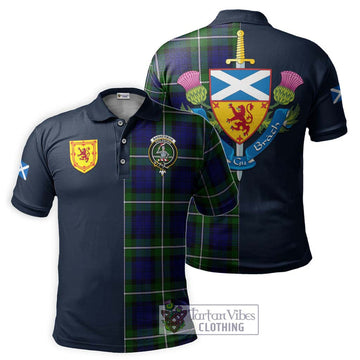 Bannerman Tartan Polo Shirt Alba with Scottish Lion Royal Arm Half Style Kid - Tartan Vibes Clothing