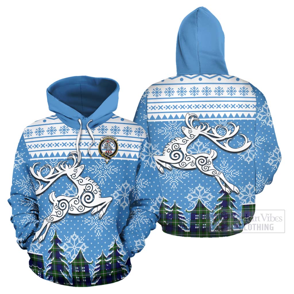 Bannerman Clan Christmas Hoodie Celtic Reindeer Style Zip Hoodie - Tartan Vibes Clothing