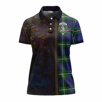 Bannerman Tartan Family Crest Women's Polo Shirt Alba Gu Brath Be Brave Lion Ancient Style Women - Tartan Vibes Clothing