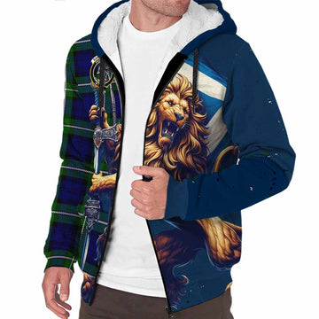 Bannerman Tartan Family Crest Sherpa Hoodie with Scottish Majestic Lion Unisex S - Tartan Vibes Clothing