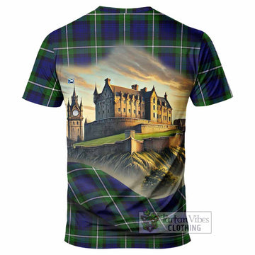 Bannerman Tartan Family Crest T-Shirt with Scottish Ancient Castle Style - Tartan Vibes Clothing