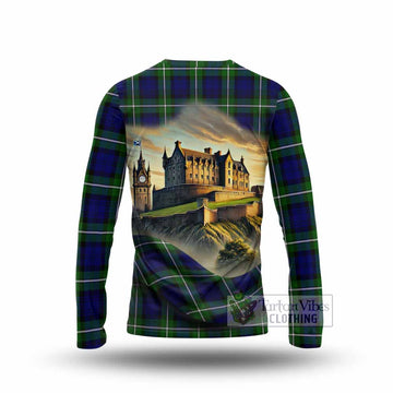 Bannerman Tartan Family Crest Long Sleeve T-Shirt with Scottish Ancient Castle Style - Tartan Vibes Clothing
