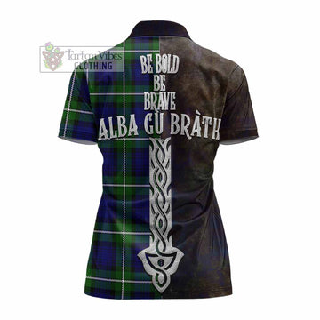 Bannerman Tartan Family Crest Women's Polo Shirt Alba Gu Brath Be Brave Lion Ancient Style - Tartan Vibes Clothing