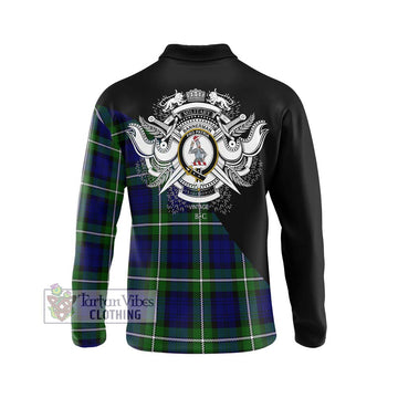 Bannerman Tartan Long Sleeve Polo Shirt with Family Crest and Military Logo Style - Tartan Vibes Clothing