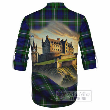 Bannerman Tartan Family Crest Ghillie Kilt Shirt with Scottish Ancient Castle Style - Tartan Vibes Clothing