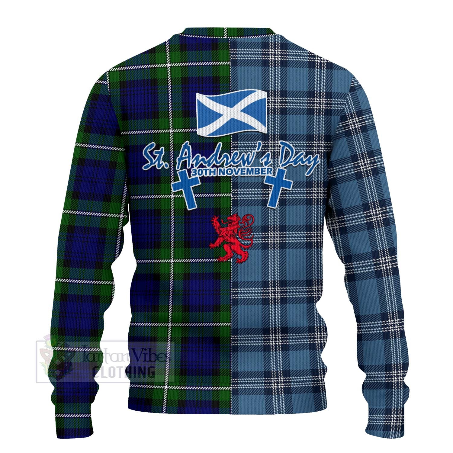 Bannerman Tartan Knitted Sweater Happy St. Andrew's Day Half Tartan Style - Tartan Vibes Clothing