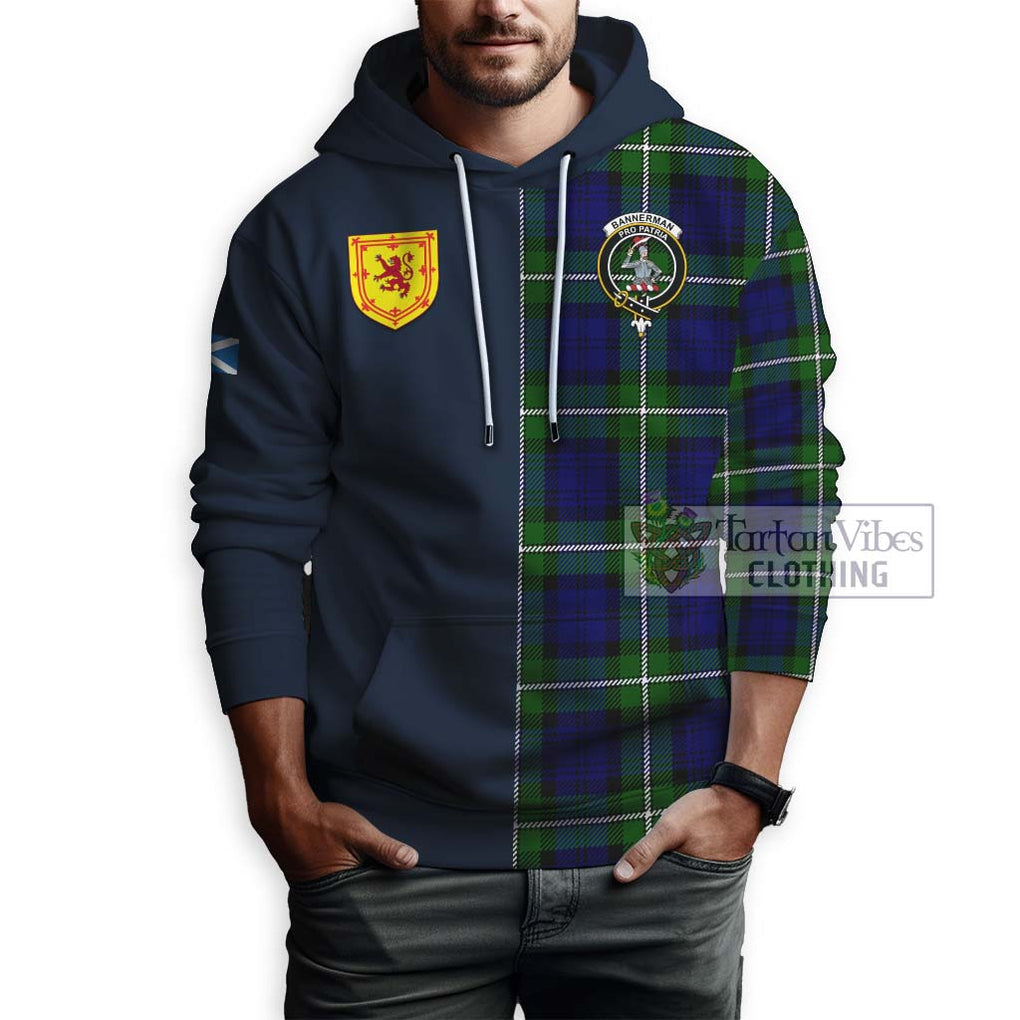 Bannerman Tartan Hoodie Alba with Scottish Lion Royal Arm Half Style - Tartan Vibes Clothing