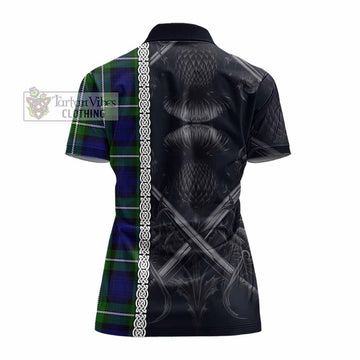 Bannerman Tartan Women's Polo Shirt with Family Crest Cross Sword Thistle Celtic Vibes - Tartan Vibes Clothing