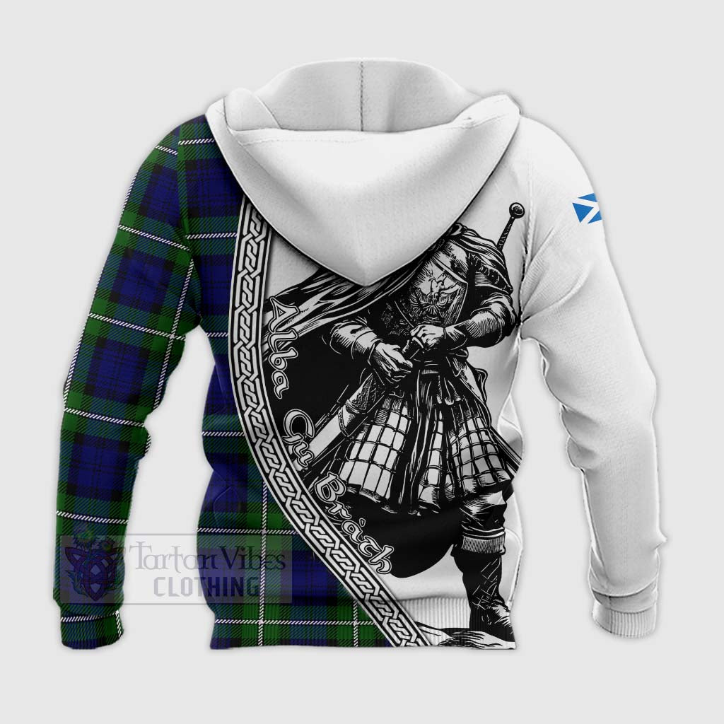 Bannerman Tartan Clan Crest Knitted Hoodie with Highlander Warrior Celtic Style - Tartan Vibes Clothing