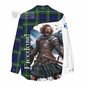Bannerman Crest Tartan Women's Casual Shirt Inspired by the Freedom of Scottish Warrior - Tartan Vibes Clothing