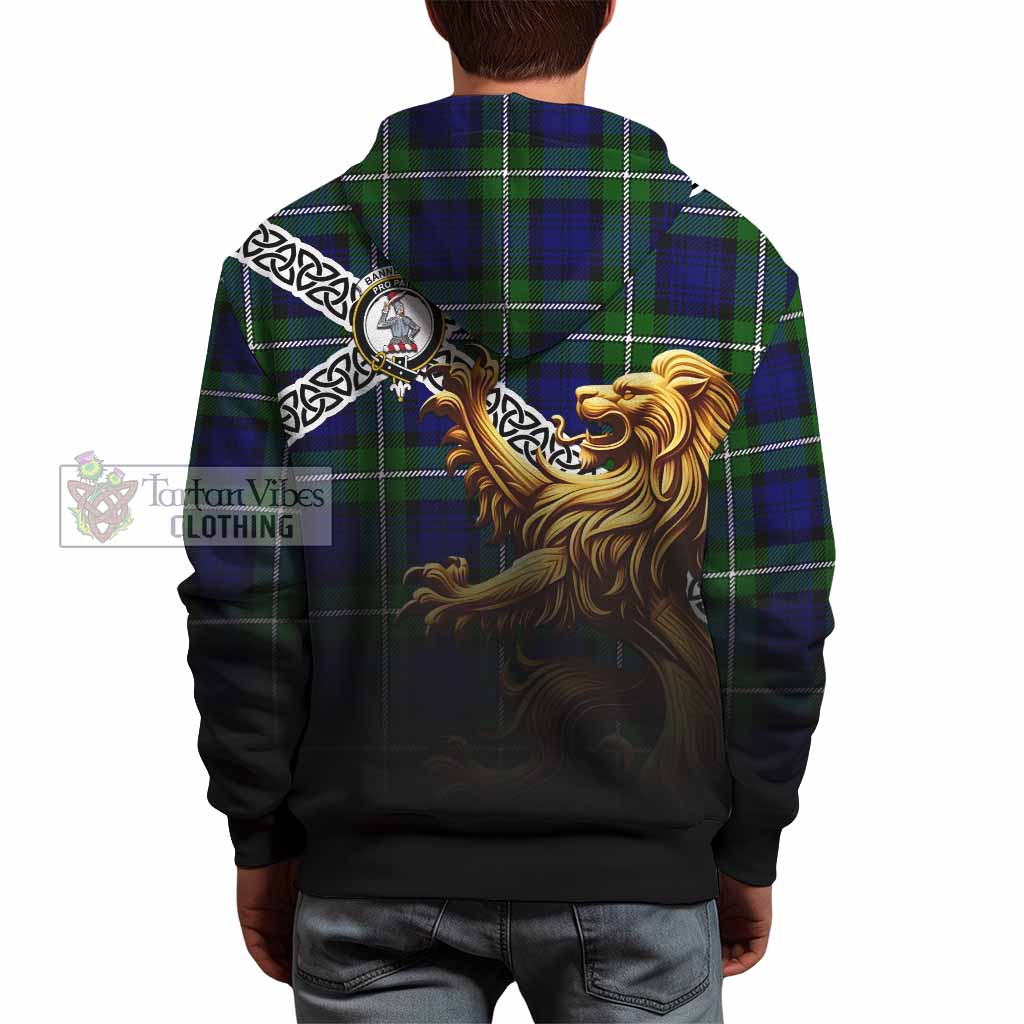 Bannerman Crest Tartan Hoodie with Golden Lion Emblem Celtic Style - Tartan Vibes Clothing