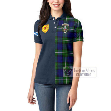 Bannerman Tartan Women's Polo Shirt Alba with Scottish Lion Royal Arm Half Style - Tartan Vibes Clothing