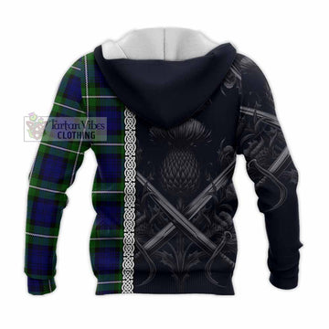 Bannerman Tartan Knitted Hoodie with Family Crest Cross Sword Thistle Celtic Vibes - Tartan Vibes Clothing