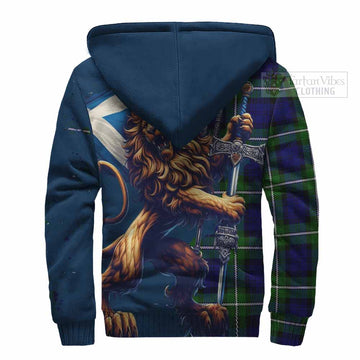 Bannerman Tartan Family Crest Sherpa Hoodie with Scottish Majestic Lion - Tartan Vibes Clothing