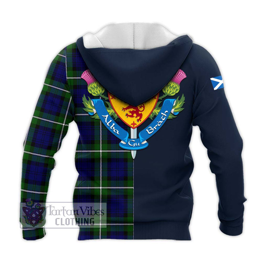 Bannerman Tartan Knitted Hoodie Alba with Scottish Lion Royal Arm Half Style - Tartan Vibes Clothing