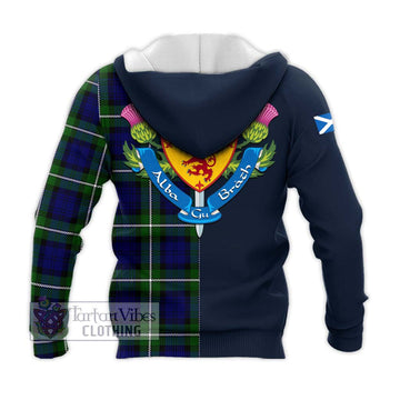 Bannerman Tartan Knitted Hoodie Alba with Scottish Lion Royal Arm Half Style - Tartan Vibes Clothing