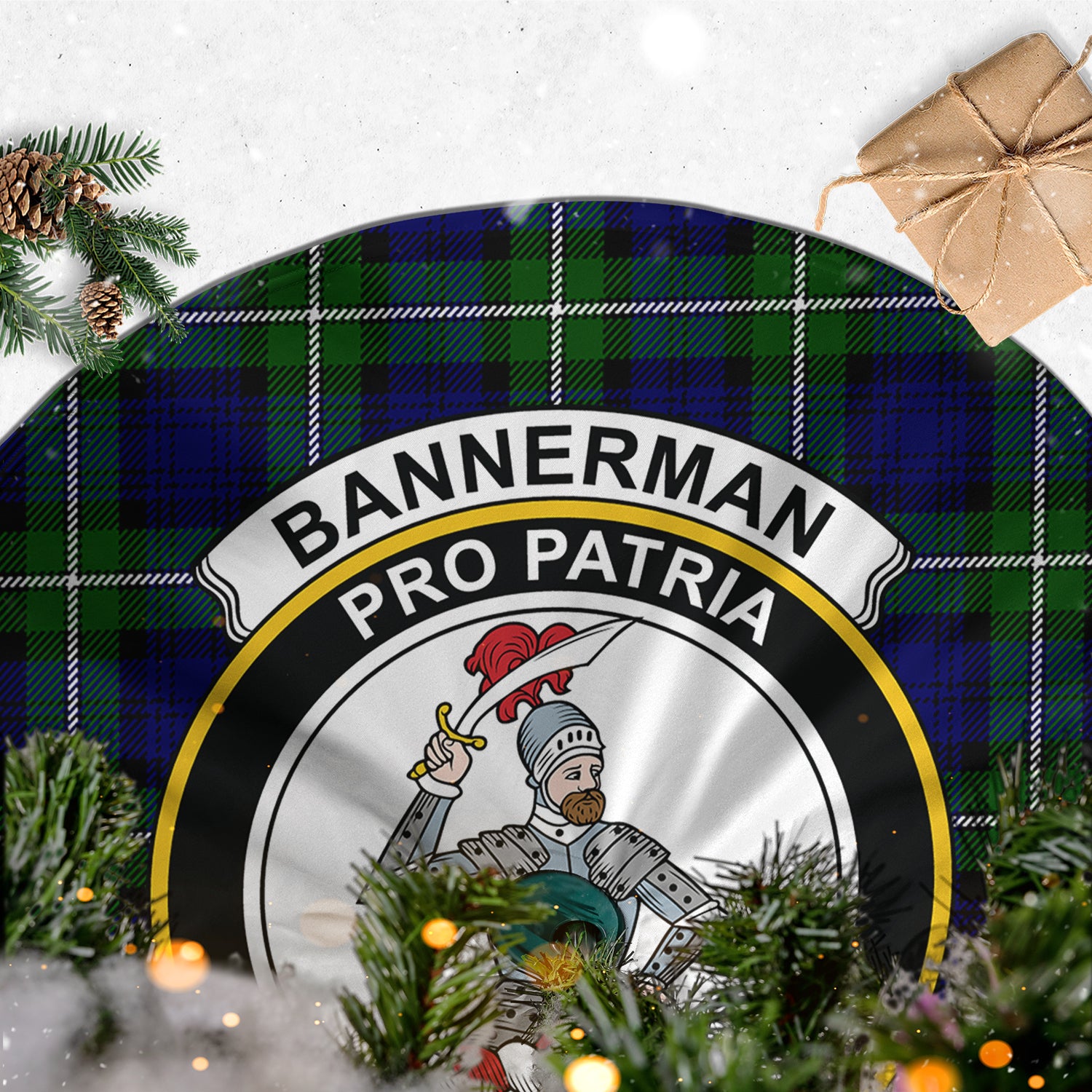 Bannerman Tartan Christmas Tree Skirt with Family Crest - Tartan Vibes Clothing