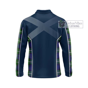 Bannerman Tartan Long Sleeve Polo Shirt with Family Crest and Lion Rampant Vibes Sport Style - Tartan Vibes Clothing