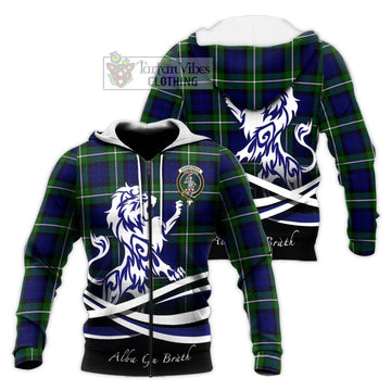 Bannerman Tartan Knitted Hoodie with Alba Gu Brath Regal Lion Emblem Unisex Knitted Zip Hoodie - Tartan Vibes Clothing