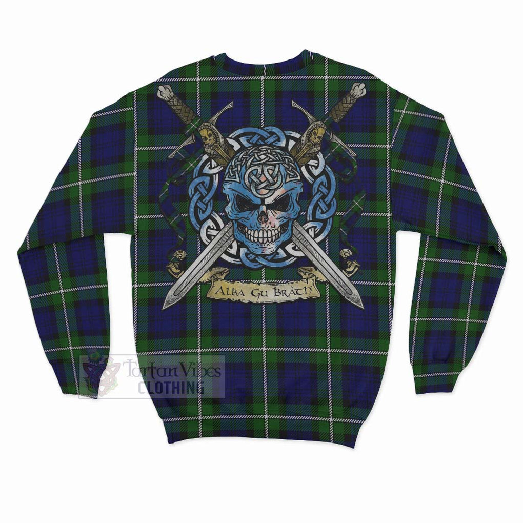Bannerman Tartan Sweatshirt with Family Crest Celtic Skull Style - Tartan Vibes Clothing
