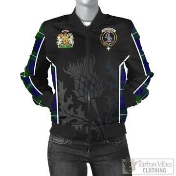 Bannerman Tartan Bomber Jacket with Family Crest and Scottish Thistle Vibes Sport Style