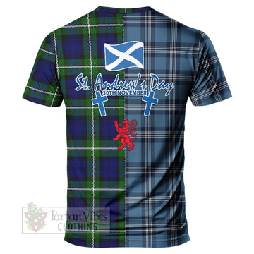 Bannerman Tartan T-Shirt Happy St. Andrew's Day Half Tartan Style - Tartan Vibes Clothing