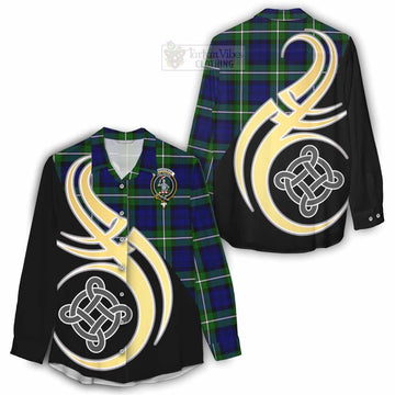 Bannerman Tartan Women's Casual Shirt with Family Crest and Celtic Symbol Style - Tartan Vibes Clothing
